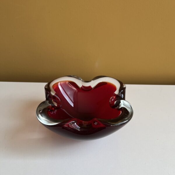 Muranoglas asbak Vintage rood