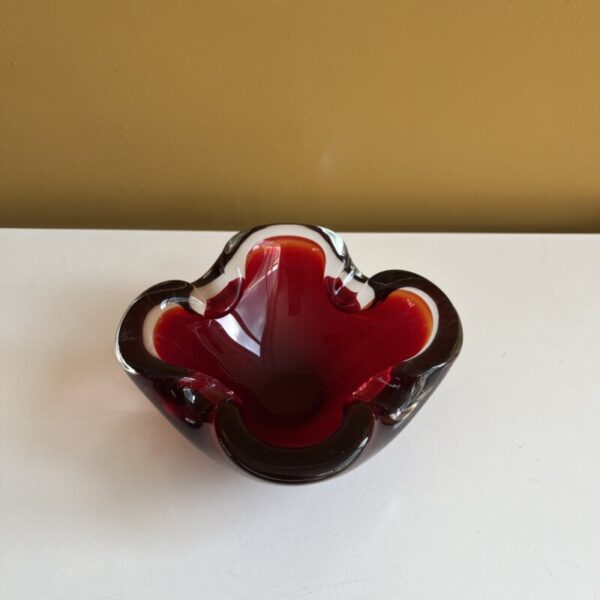 Murano glas asbak rood